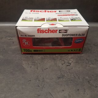 100 Stück (1 Pack) fischer Duopower Dübel 6 x 30