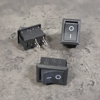 3 Stück Mini-Wippschalter 2pol E/A AC250V/3A schwarz