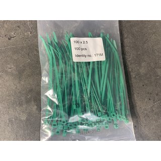 300 Stück Kabelbinder (3VE) 2,5 x 100 mm grün