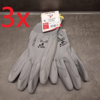 3 Paar  Handschuhe Nylon grau XXL/11