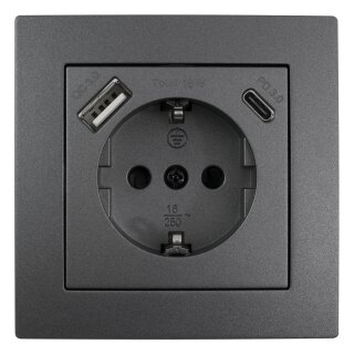 Flair Anthrazit matt Steckdose USB-A/USB-C