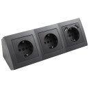 Flair Anthrazit matt Steckdosen-Block 3fach+2xUSB