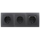 Flair Anthrazit matt Steckdosen-Block 3fach+2xUSB