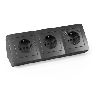 Flair Anthrazit matt Steckdosen-Block 3fach+USB-C/USB-A