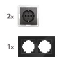 Flair Anthrazit matt Schutzkontakt-Steckdose mit 2-fach Rahmen Glas