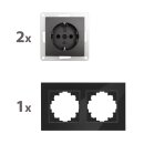 Flair Anthrazit matt Schutzkontakt-Steckdose mit 2-fach Rahmen Glas Profi