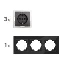 Flair Anthrazit matt Schutzkontakt-Steckdose mit 3-fach Rahmen Glas