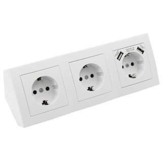 Flair Weiss matt Steckdosen-Block 3fach+2xUSB