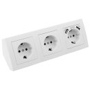 Flair Weiss matt Steckdosen-Block 3fach+2xUSB