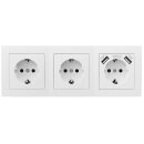 Flair Weiss matt Steckdosen-Block 3fach+2xUSB