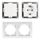 Flair Weiss matt Schalter-Steckdosenset Tür 2fach Profi