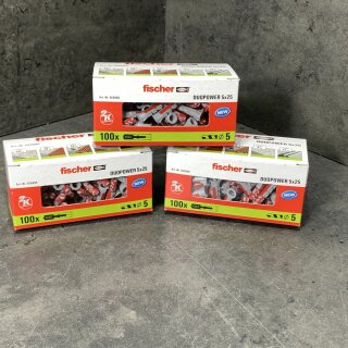 300 Stück (3Pack) fischer Duopower Dübel 5 x 25