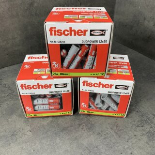 75 Stück (3 Pack) fischer Duopower Dübel 12 x 60