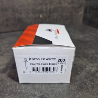 200 Fixpin,glatt,kleiner Kragen,Ballistikspitze 4,0x22 DQ