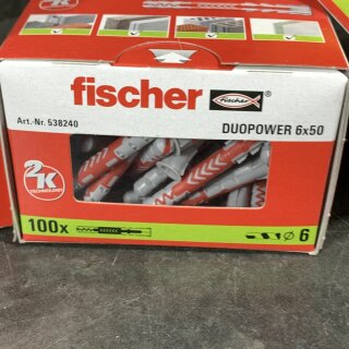 100 Stück (1Pack) fischer Duopower Dübel 6 x 50