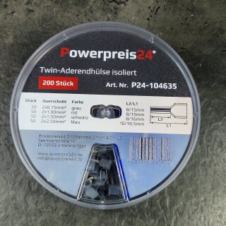 Streudose Twin-Aderendhülsen isoliert...