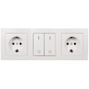 Flair Weiss matt Steckdosen-Block 2fach+2Schalter