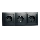 Flair Schwarz matt Steckdosen-Block 3fach+2xUSB