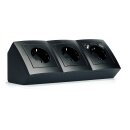 Flair Schwarz matt Steckdosen-Block 3fach+2xUSB