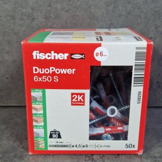 50 Stück (1Pack) fischer Duopower Dübel 6 x 50...