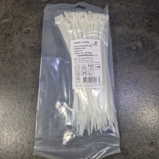100 Stück Kabelbinder  3,6 x 200 weiss/natur DQ