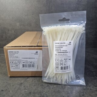 1000 Stück Kabelbinder  3,6 x 150 weiss/natur DQ