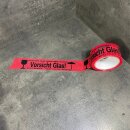 6 Rollen Warnklebeband "Vorsicht Glas" rot 48mm x 66m