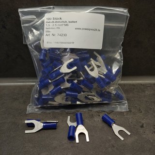 Gabel-Kabelschuh isoliert 1,5-2,5mm² M6 blau VPE100