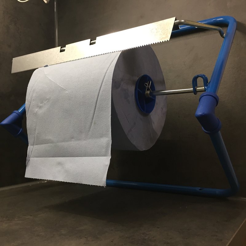 Wandhalter Abroller BLAU für Putzpapier bis 40cm Werkstatt Tankstellen Polierer 