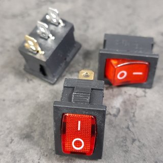 3 Stück Mini-Wippschalter 3pol E/A AC250V/6,5A rot