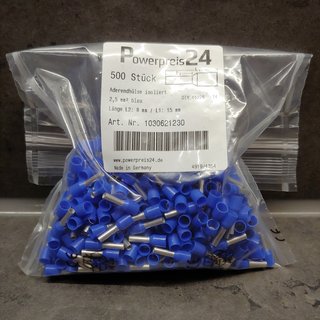 Aderendhülse isoliert 2,5 mm² blau VPE500