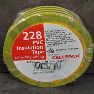 Cellpack PVC Isolierband gelb grün 20m x 19mm