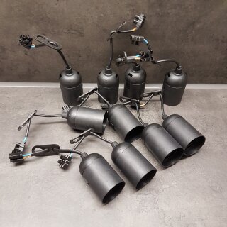 10 Stück Baustellenfassung E27 mit Kabel schwarz