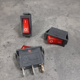 3 Stück Mini-Wippschalter 3pol E/A AC250V/15A schwarz bel.