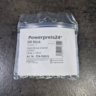 250 Aderendhülse unisoliert 2,50mm²