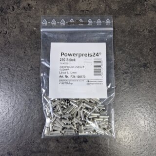 250 Aderendhülse unisoliert 4,00mm²