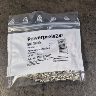 500 Aderendhülse unisoliert 1,50mm²