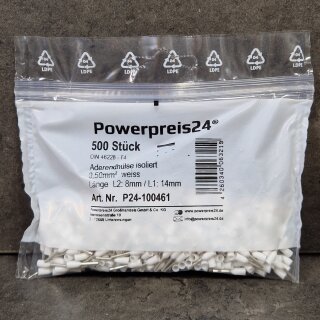 Aderendhülse isoliert 0,50 mm² weiss VPE500