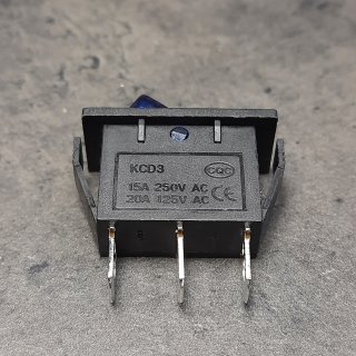 Kfz-Schalter 3-polig 12V-250V/20A, blau, Wechselschalter (Bauelemente) 