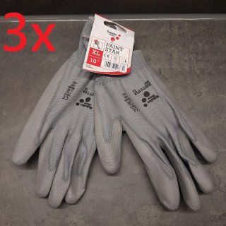 3 Paar  Handschuhe Nylon Grau XL