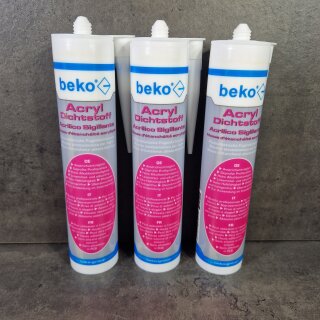 3 Stück beko® Acryl-Fugendichtstoff weiß...
