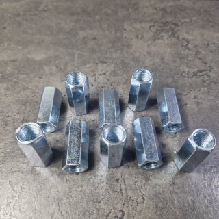10 Stück Gewindemuffe M10 x30mm verzinkt
