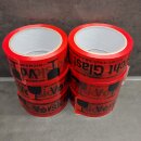 6 Rollen Packband Vorsicht Glas rot