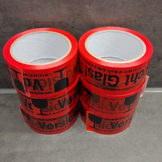 36 Rollen Packband Vorsicht Glas rot