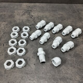 10x Kabelverschraubung M 12 x 1,5 metrisch hellgrau mit Gegenmutter IP68